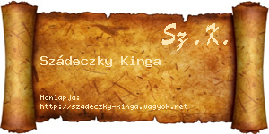 Szádeczky Kinga névjegykártya